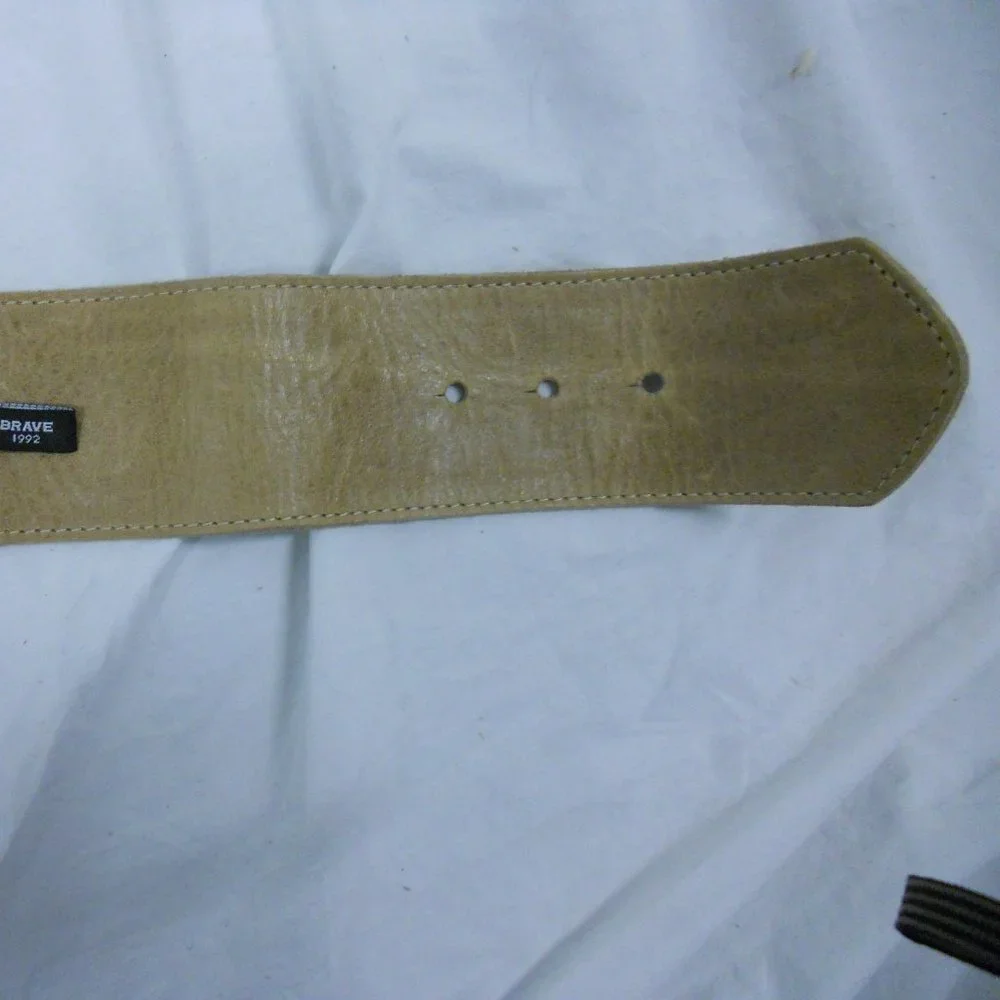 Brave Leather Wide Belt 36 Zuna Canada Beige NWT